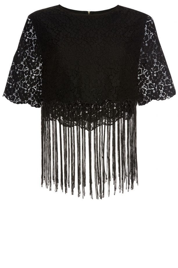 Primark Black Lace Tassle Top, £14