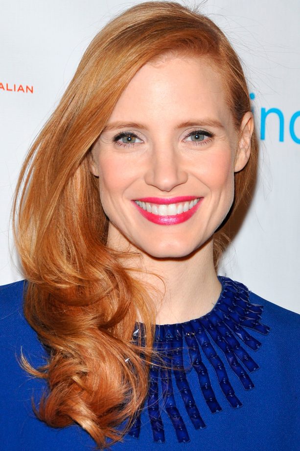 Jessica Chastain Curls Her Shiny Russet Tresses For The Wrap Pre-Oscar Party, 2013