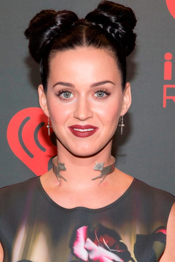 Katy Perry Twists Her Raven Hair Into Two Quirky Buns At The iHeart Radio Music Festival, 2013
