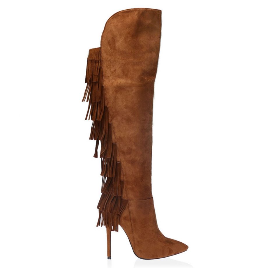 Public Desire Gabbie Long Boots In Tan, £39.99