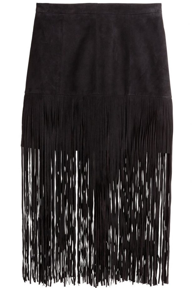 H&M Fringed Suede Skirt, £99.99