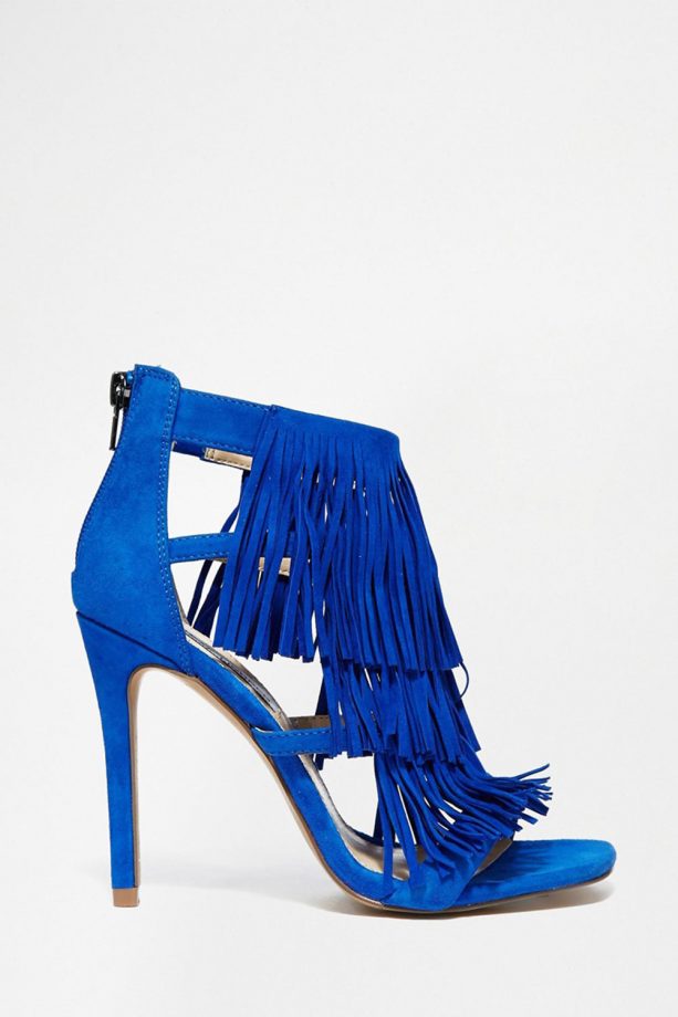 Steve Madden Fringly Blue Suede Heeled Sandals, £95