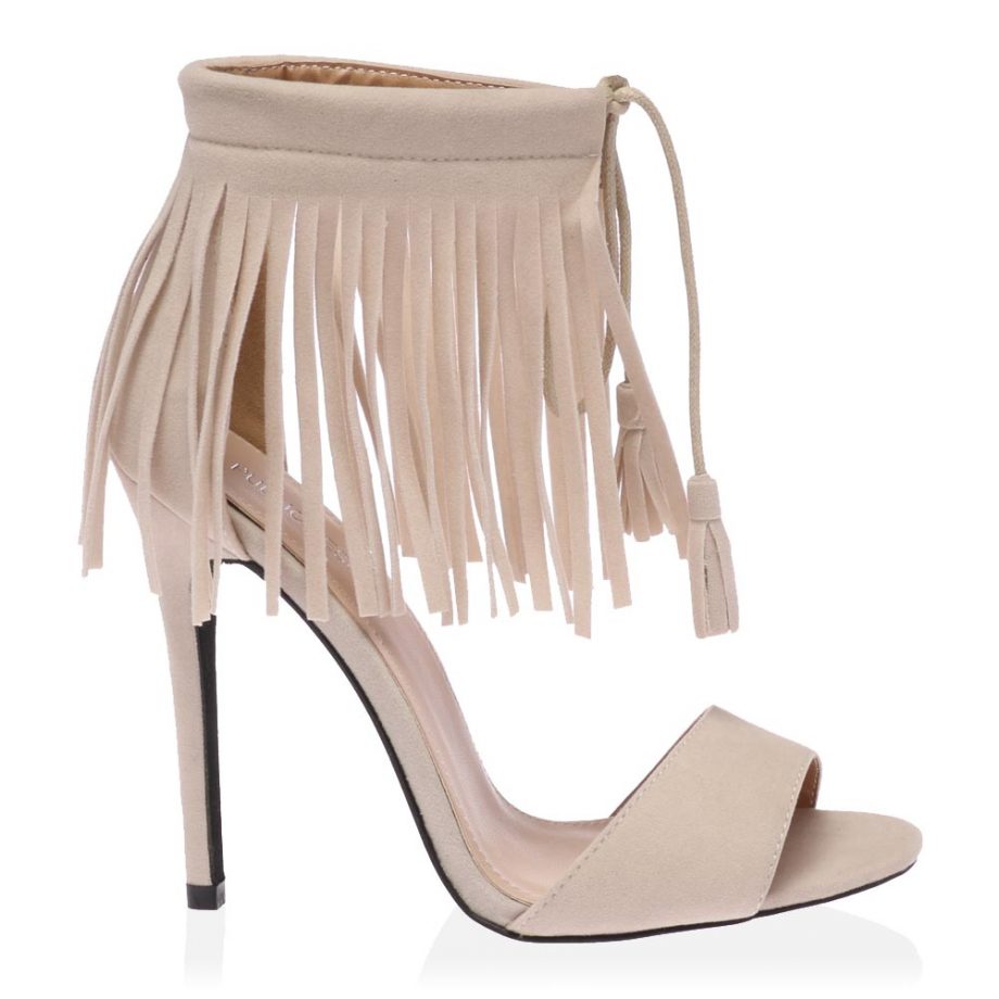 Public Desire Jennie Fringe Heels In Nude, £29.99