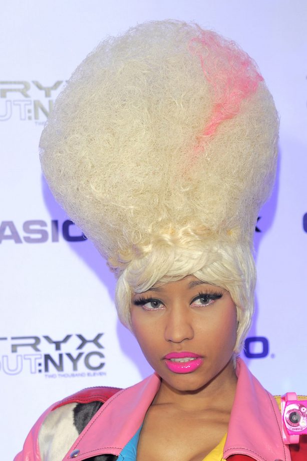Nicki Minaj Opts For A Pink Streak In Her Beehive At The Casio Camera Launch In New York, 2011