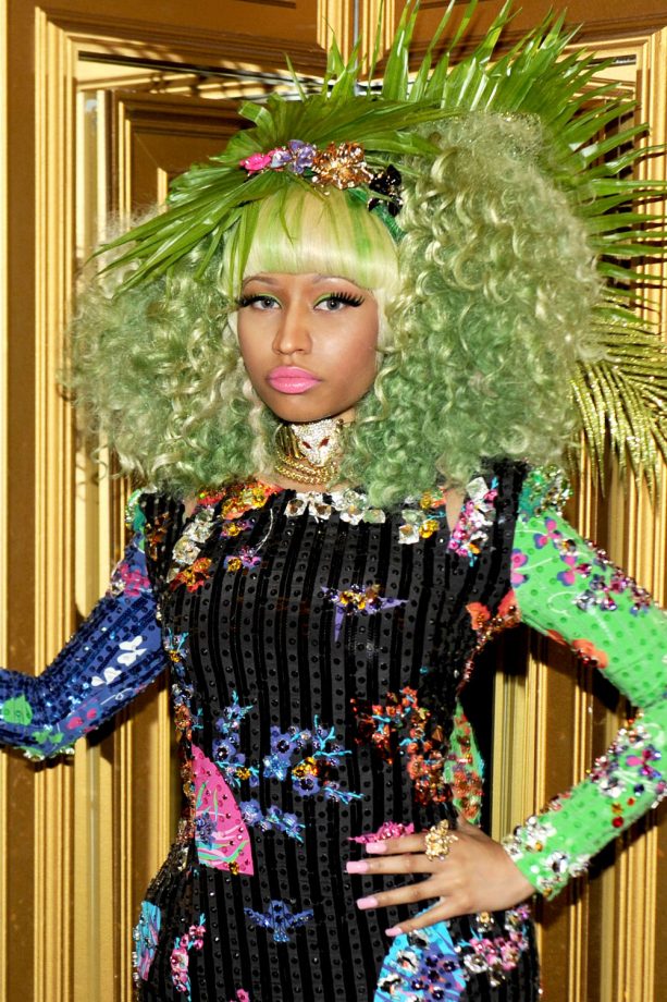 Nicki Minaj Wears Palm Tree Inspired Hair To The Versace For H&M Fashion Show, 2011