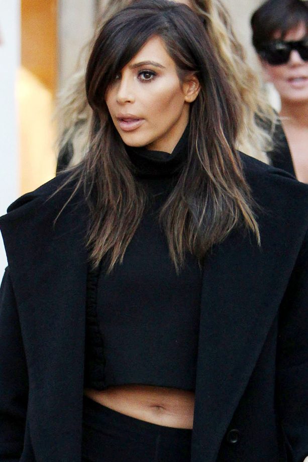 Kim Kardashian Has A Sweeping Side Fringe, 2014
