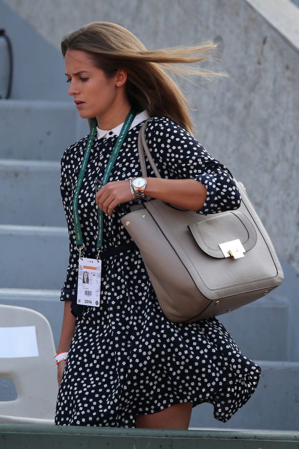 Kim Sears Wears Collared Print Dress At The French Tennis Open, 2014