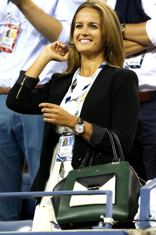Kim Sears Wearing A Blazer And Print Dress To The US Open Tennis Championships, 2014