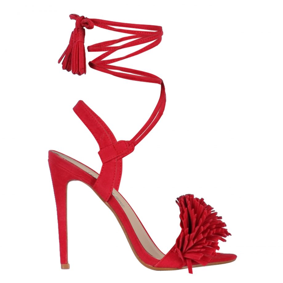 Public Desire Silvia Fringed Heels In Red Faux Suede, £29.99
