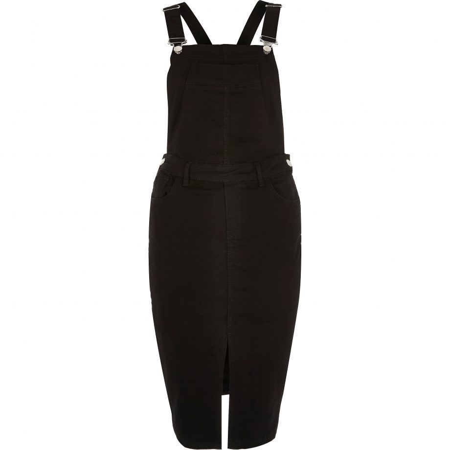 River Island Black Minimal Dungaree Dress, £40
