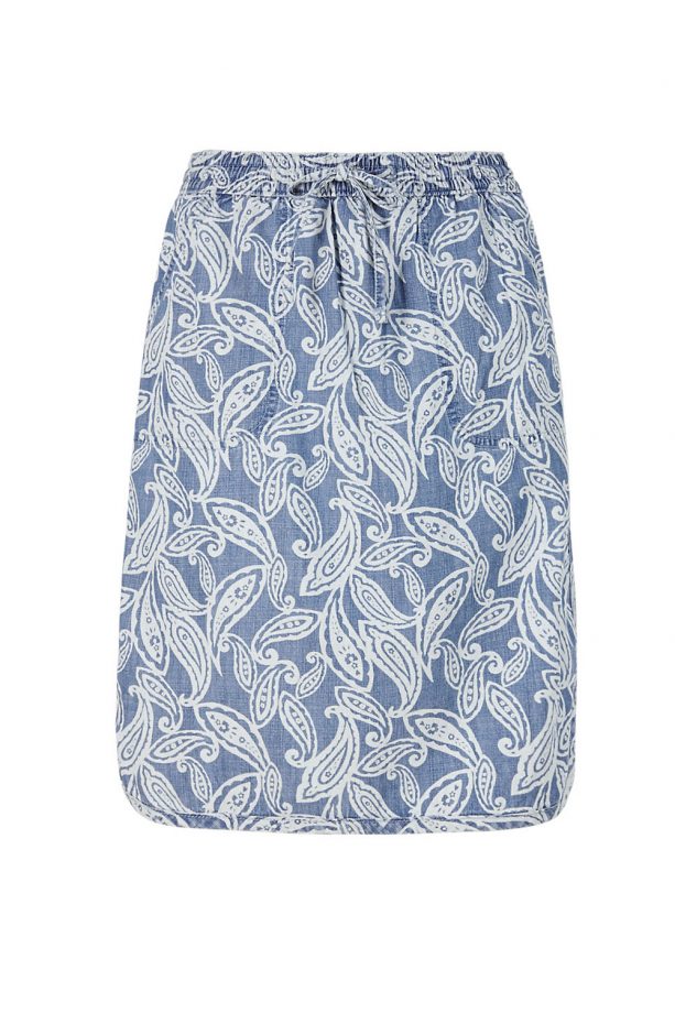 M&S Abstract Print Denim Track Skirt, £22.50
