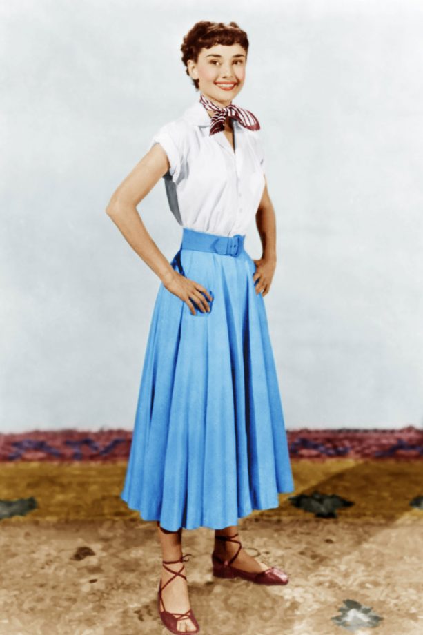 Audrey Hepburn In a Pleated Skirt For The 1953 Film 'Roman Holiday'
