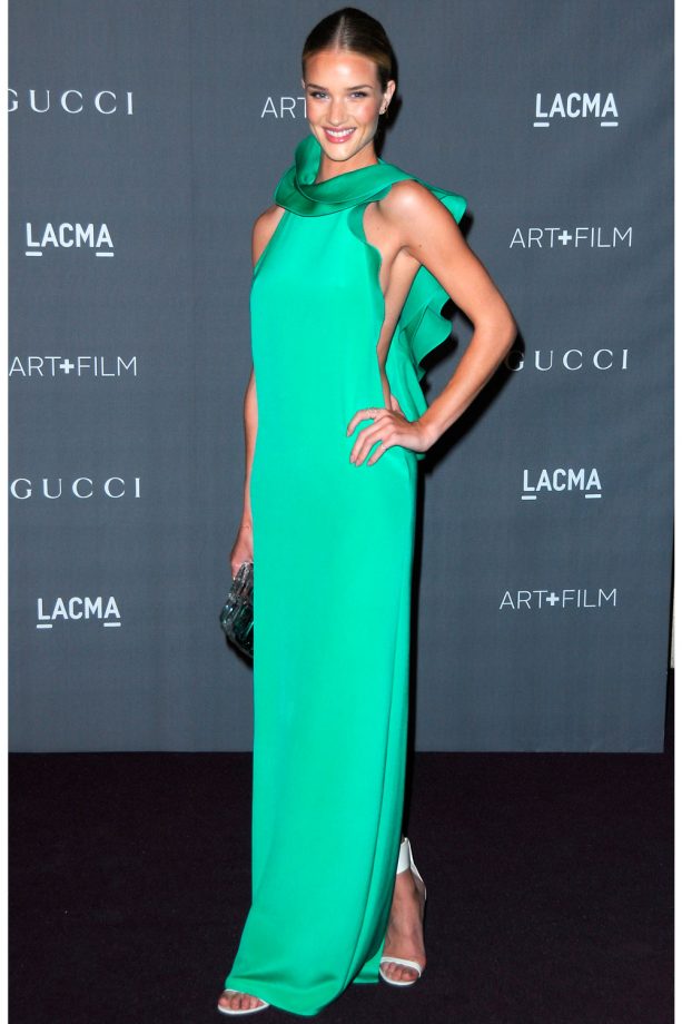 Rosie Huntington-Whiteley Wears A Green Gucci Gown To The LACMA: Art And Film Gala, 2013