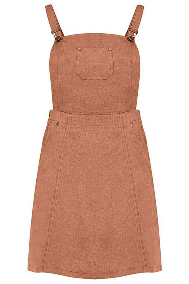 Boohoo Gabriella Suedette Dungaree Dress, £20