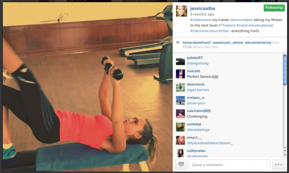 Jessica Alba Isn Not Afraid To Use Weights To Help Tone Her Arms