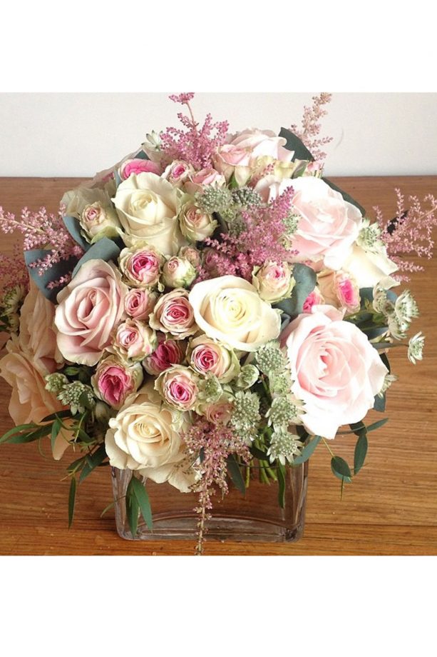 Pretty Pastel Roses With Wispy Astilbe And Astrantia