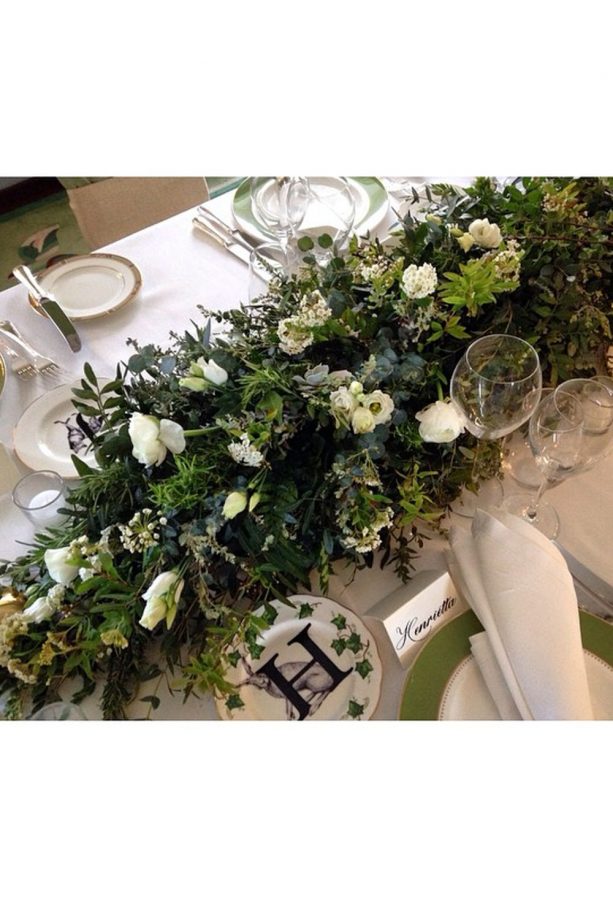 A Stunning Table Runner With Foliage A Subtle Flowers
