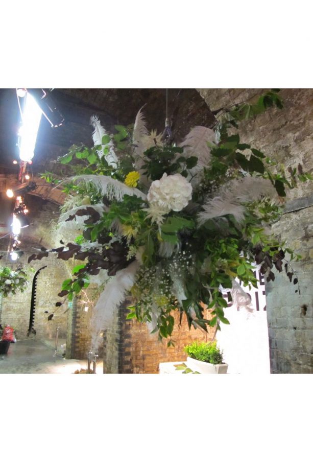 Hanging Flower Balls With Feathers For The Elaborate Fashion Statement