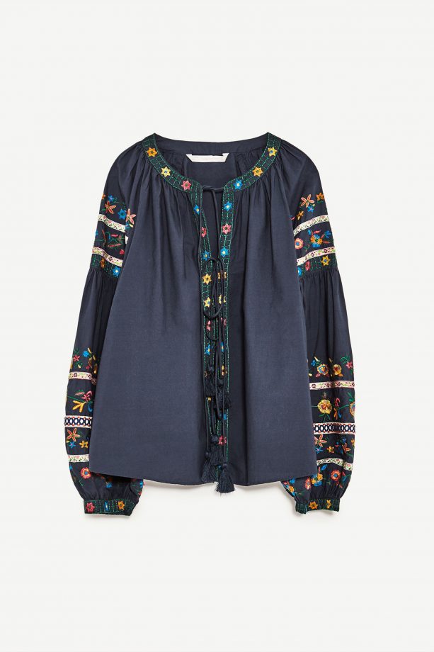 Zara Embroidered Peasant Top, £39.99