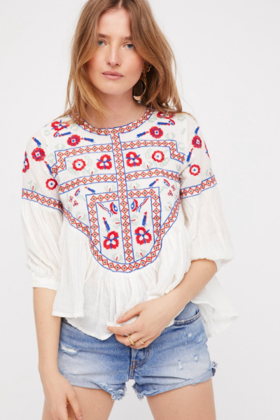 Free People Embroidered Peasant Top, £168