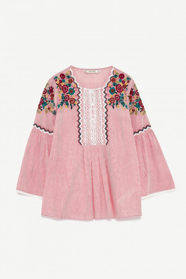 Zara Embroidered Peasant Top, £25.99