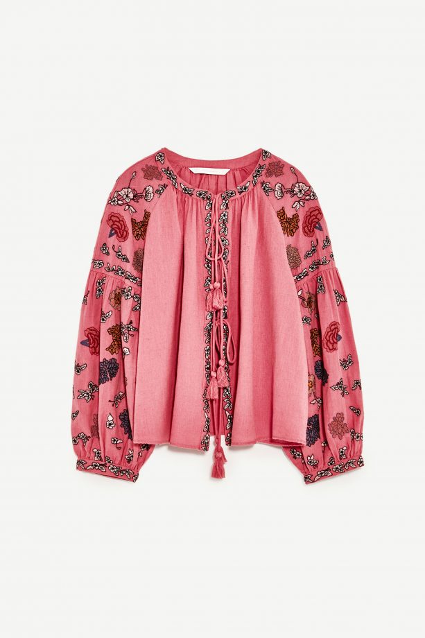 Zara Embroidered Peasant Top, £39.99