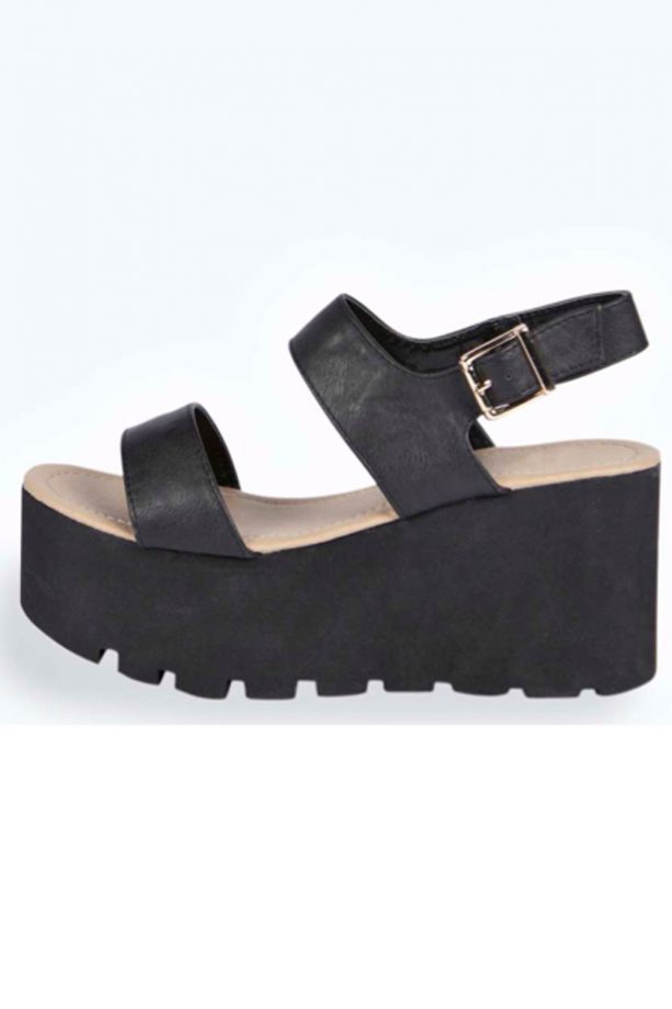Boohoo Alicia Double Strap Sling Back Flatform, £12