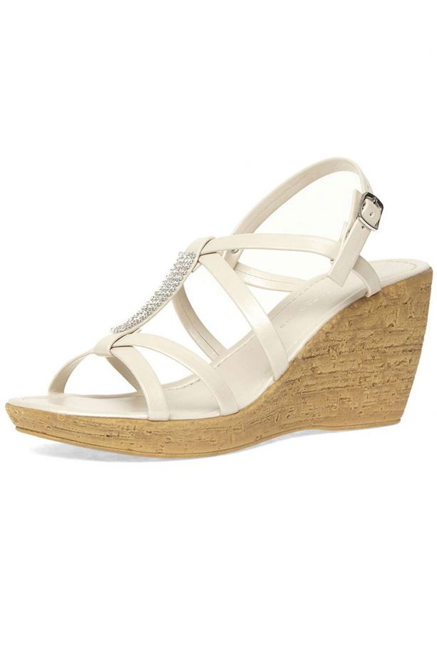 Dorothy Perkins Gold Diamante Bar Cork Wedges, £26.10