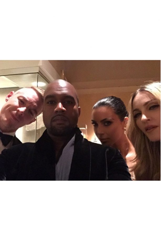 Kanye Takes A Hand At The Selfie, With Wife Kim, Madonna And Diplo
