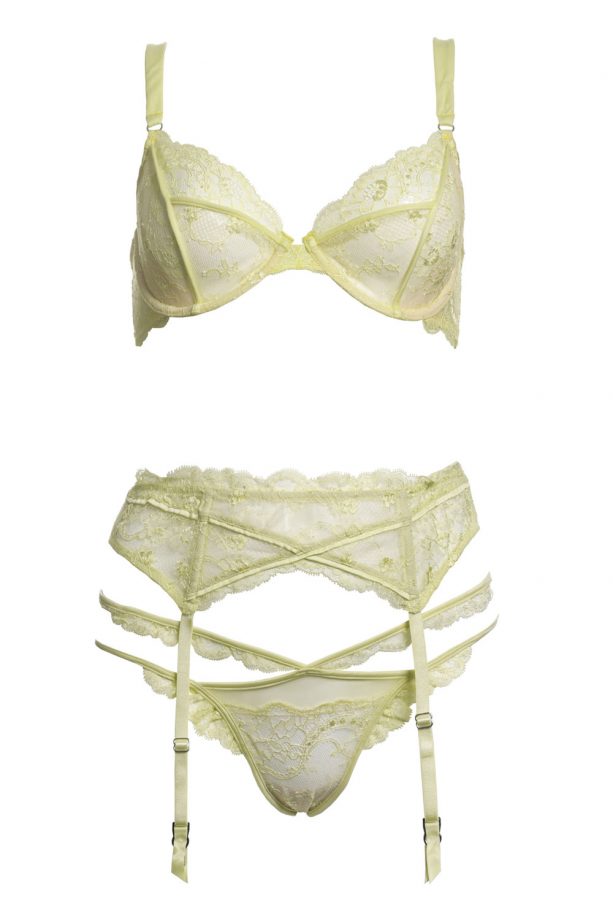 Victoria's SecretDemi Bra, £64, Garter belt, £25 and Cheekini, £24