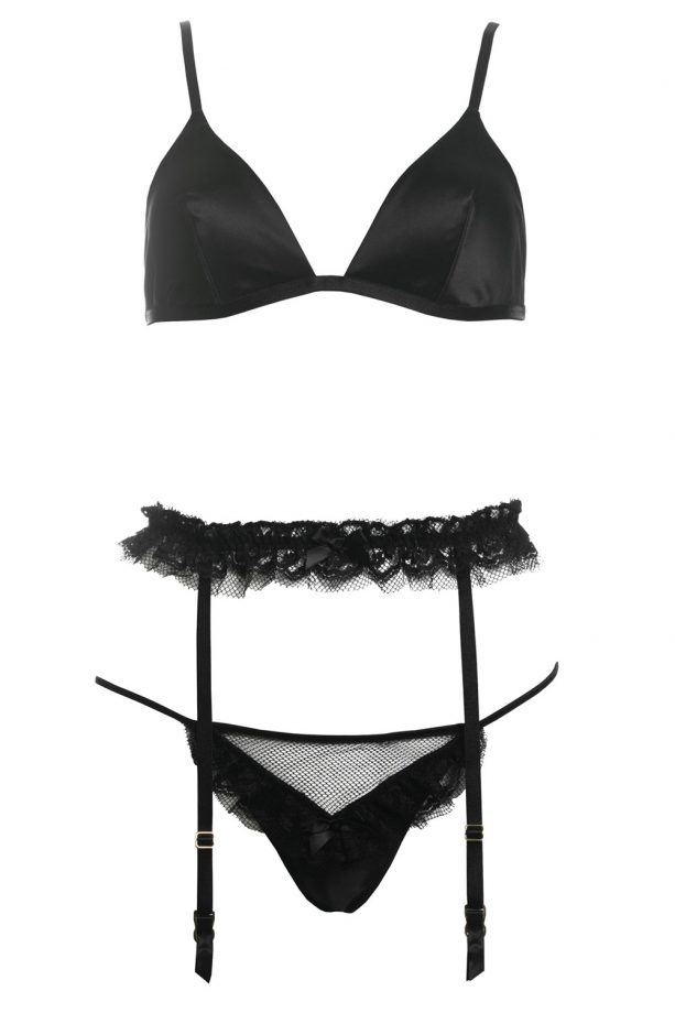 Victoria's Secret Demi Bra £25, Garterbelt, £16 and Thong, £10