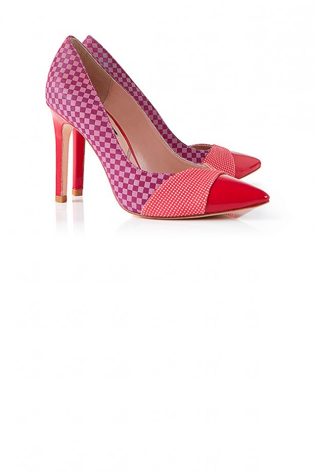 Lucy Choi London Cupid Polka Dot & Check Court Shoes – Red, £225