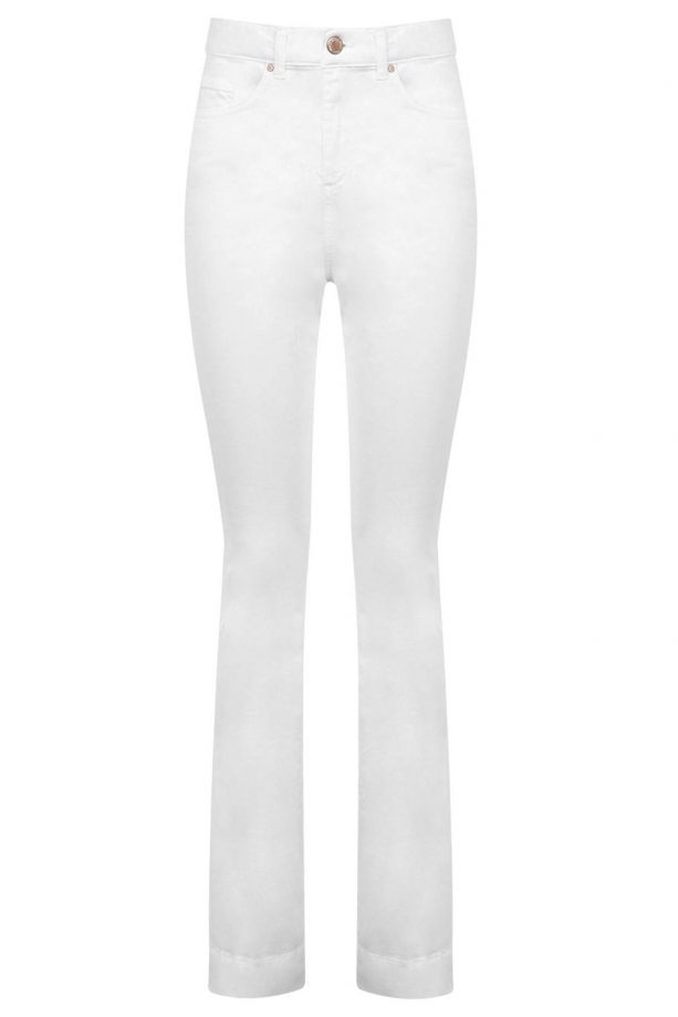 Miss Selfridge white flared trousers, £38
