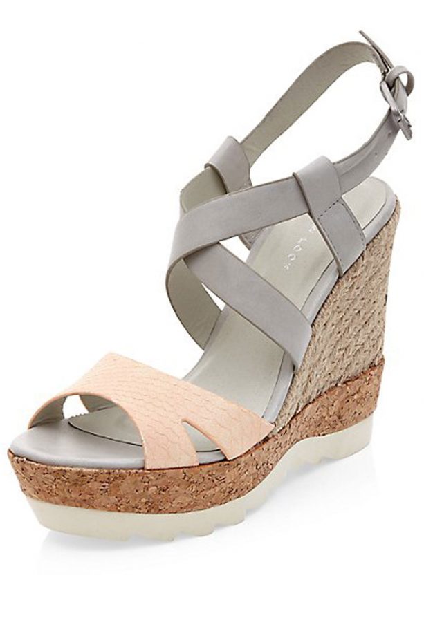 New Look Grey Colour Block Cleated Sole Wedges, £34.99