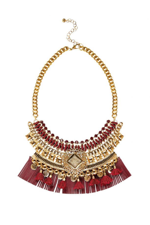 New Look Red Coin Tassel Bib Necklace, £14.99