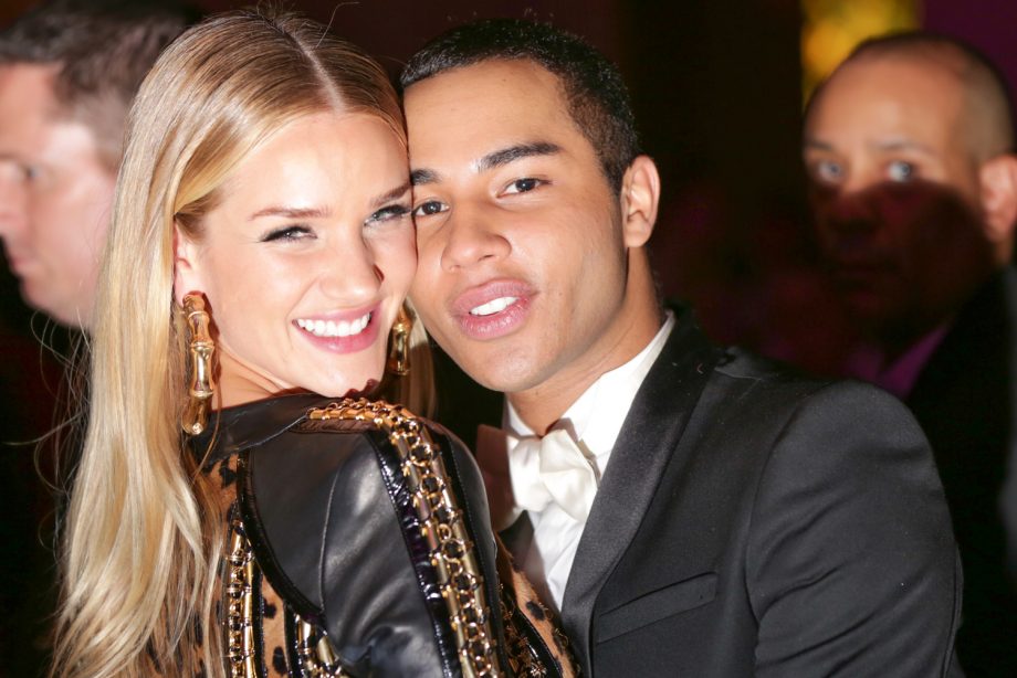 Rosie Huntington-Whiteley And Olivier Rousteing Hug At The Celebrating Charles James Met Gala, 2014