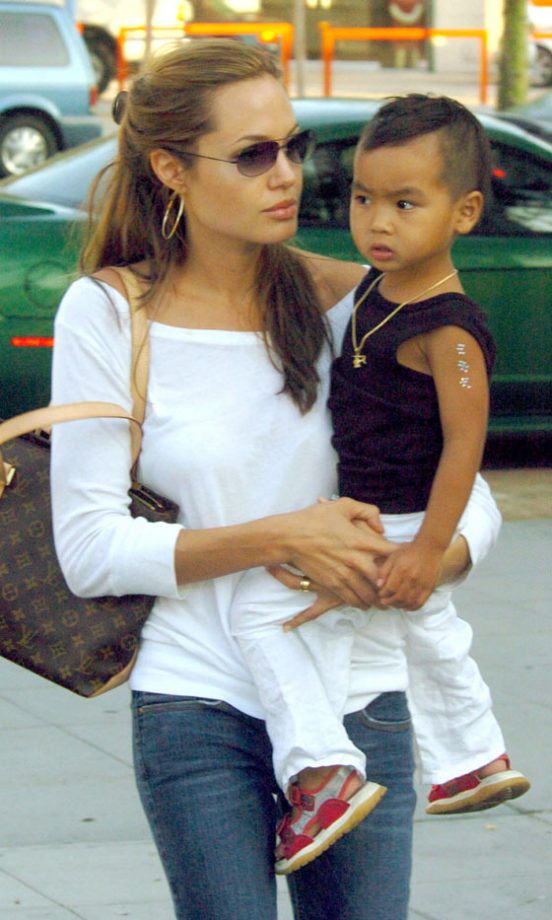 Angelina Jolie With Her Adopted Son Maddox, July 2004