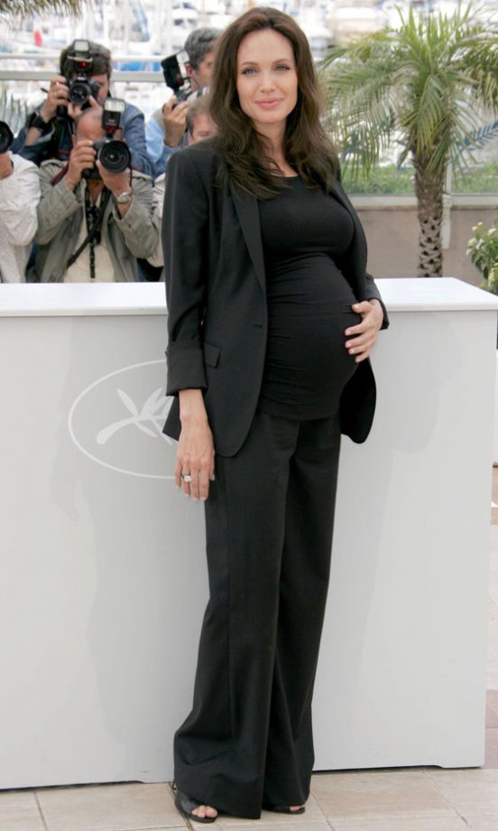 Angelina Jolie Plumps For A Fitted Suit To Show Off Her Growing Baby Bump At The Cannes Film Festival, May 2008