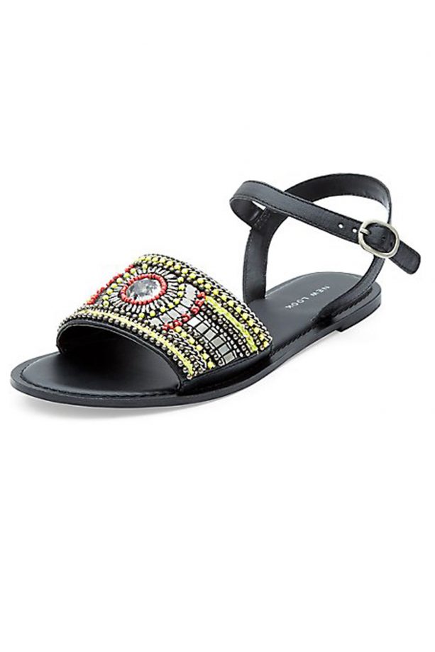 New Look Black Leather Beaded Ankle Strap Sandals, £24.99