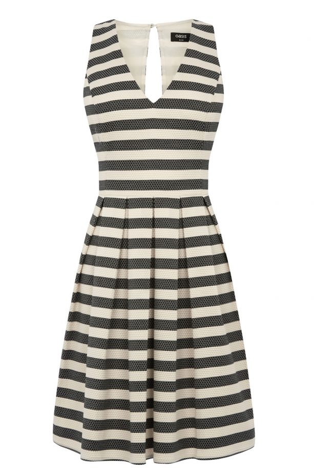 Oasis Stripe Cut Out Back Skater Dress, £60