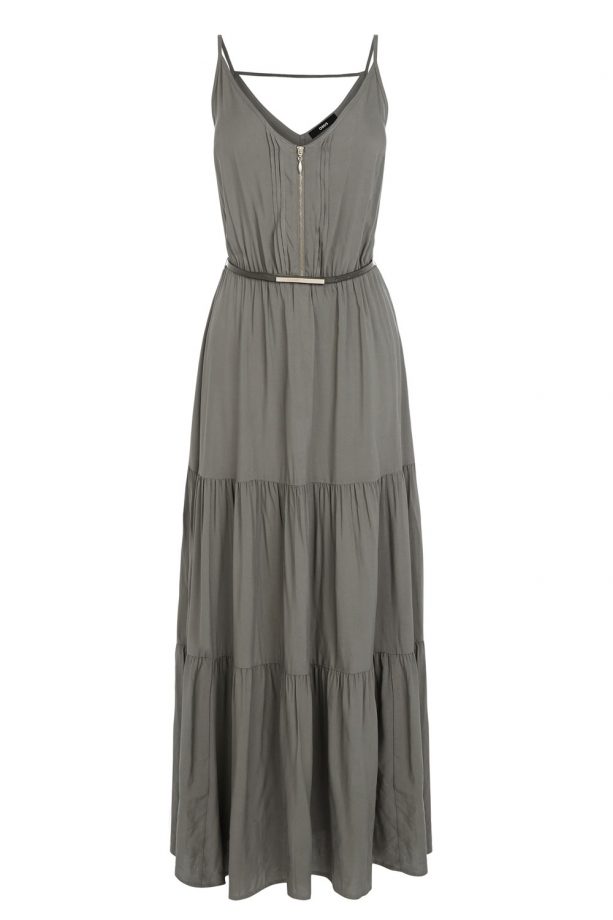 Oasis Zip Front Tiered Viscose Maxi, £50