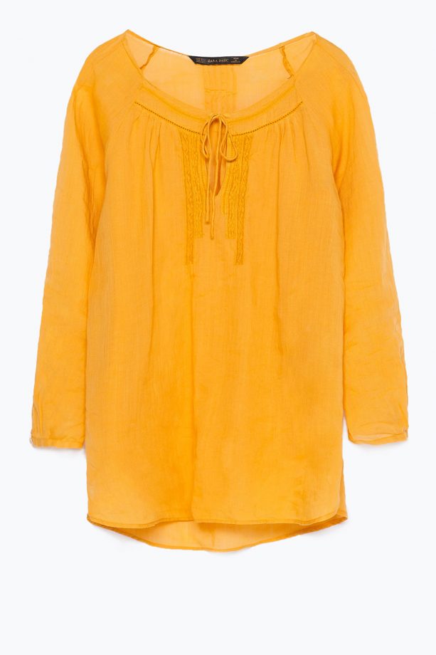 Zara Cotton Voile And Ramie Blouse, £25.99