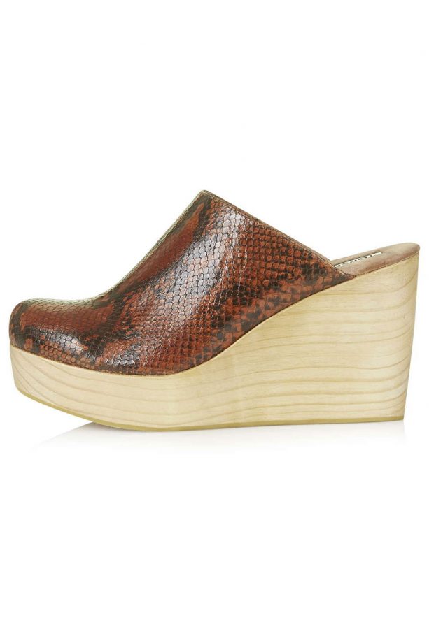 Topshop Pride Snake 70s Wooden Wedges, £78