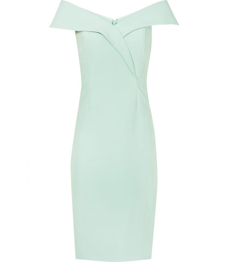 Reiss Pale Green Off-The-Shoulder Dress, £195