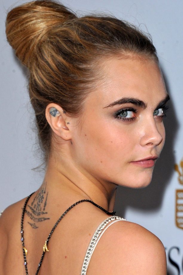 Cara Delevingne Opts For A Simple Updo At Cannes Film Festival, 2014