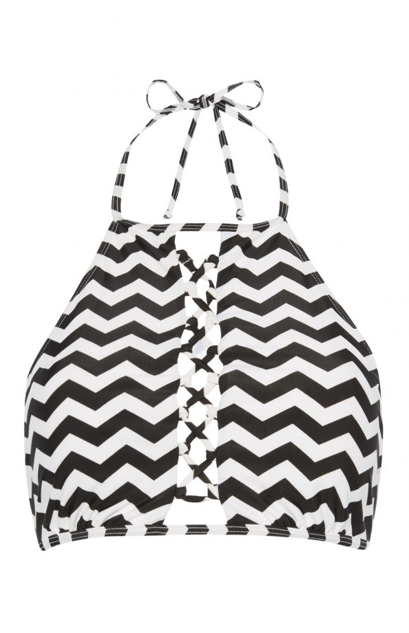 High Neck Black and White Lattice Top £6