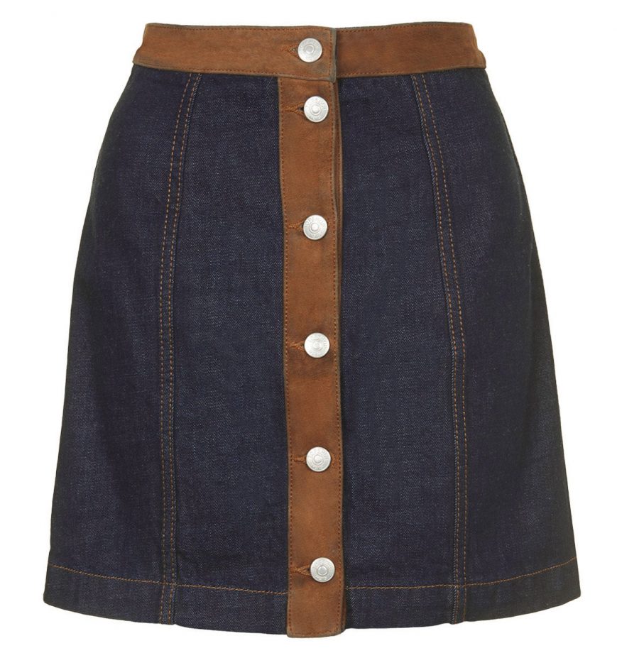 Topshop Denim And Suede A-line Skirt, £38