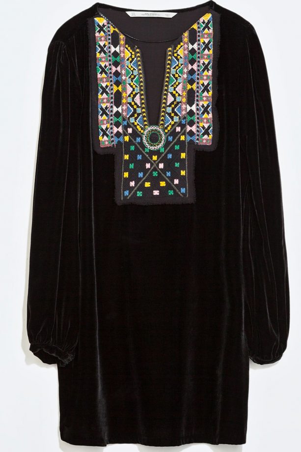 Zara Black Velveteen Dress, £59.99