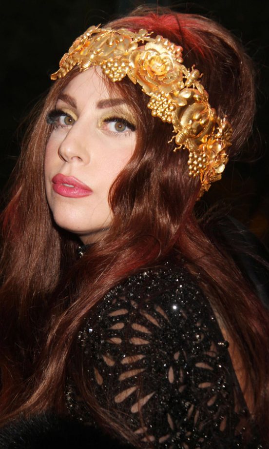 Festival Hairstyle: Lady Gaga's Metallic Headband Makes Her Outfit, 2012