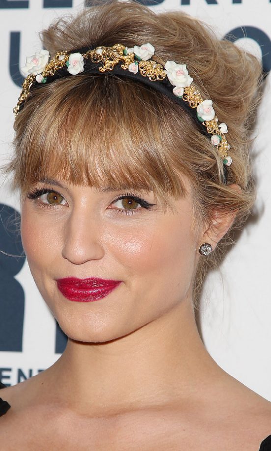 Festival Hairstyle: Dianna Agron Gives Her Updo A Glam Twist With An Embellished Headband, 2012